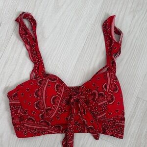 Xhilaration Red Paisley Crop Top